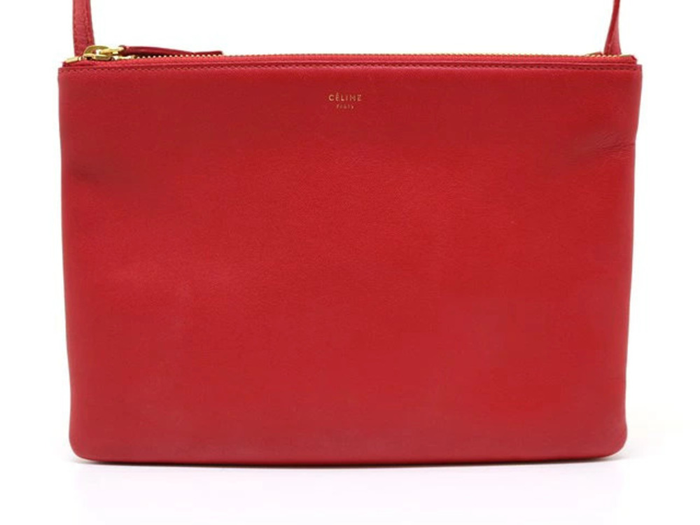 Celine Trio Bag Shoulder Red Lambskin